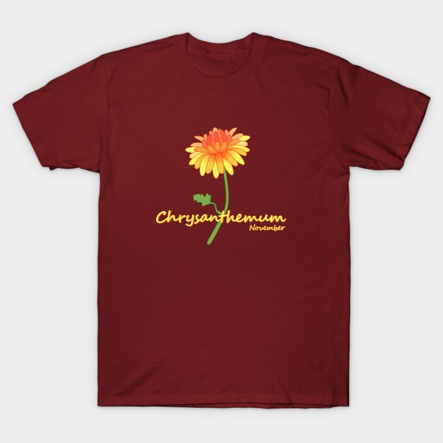 November Birth Month Flower, Chrysanthemum T-Shirt by D2ARTM